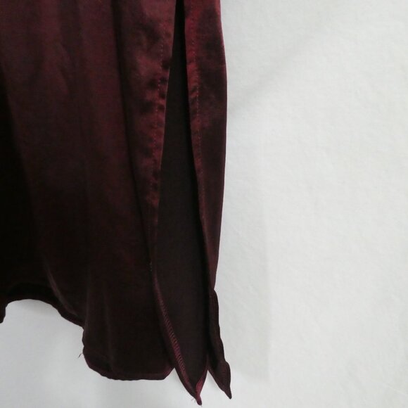 IVY | medium | Burgundy Spaghetti Strap Maxi Dress | Slit Skirt Bottom Side - Picture 15 of 15